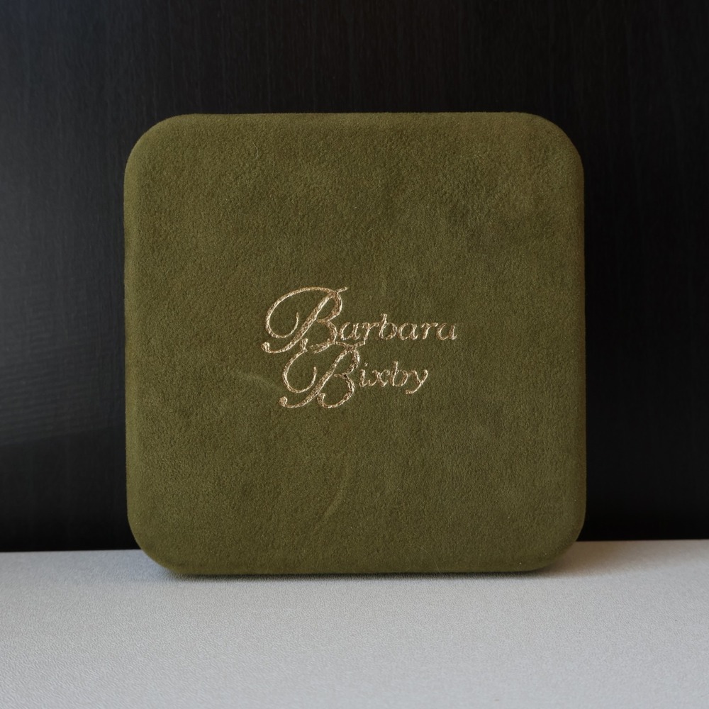 Barbara Bixby Jewelry Presentation Box Olive Green Pouch Satin Lined Drawstring - Picture 5 of 9